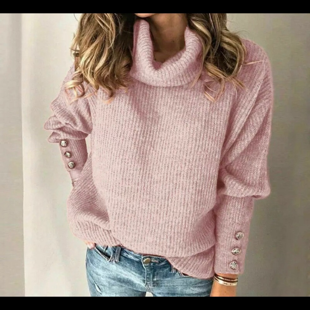 Womens Casual Knit Sweater Turtleneck